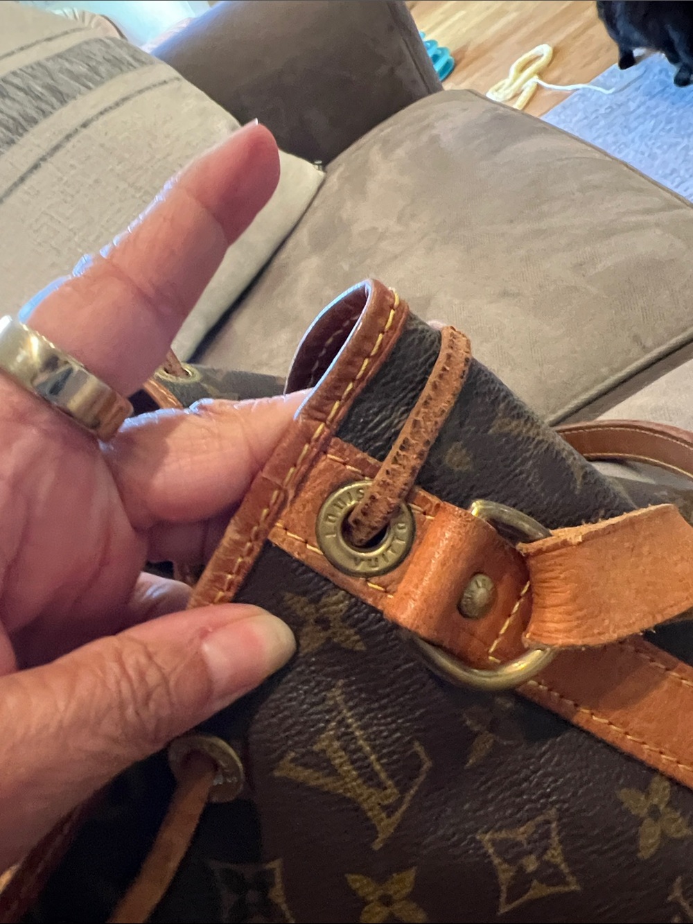 Louis Vuitton Monogram Canvas Drawstring Tote in Brown - Picture 10 of 14